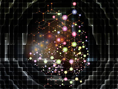 分子结构系列关于科学技术的抽象原子进入晶体网络的安排图片