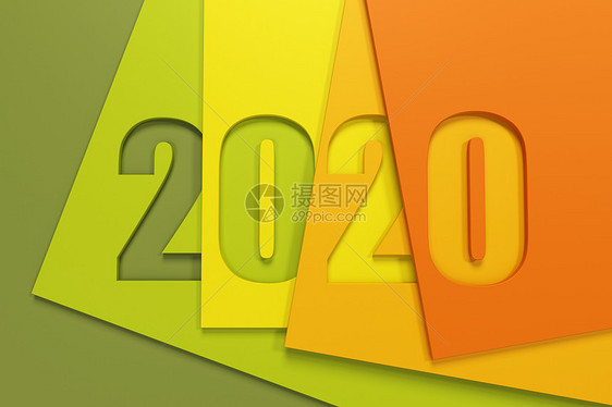 2020年新年快乐创意背景或贺卡三维渲染图片