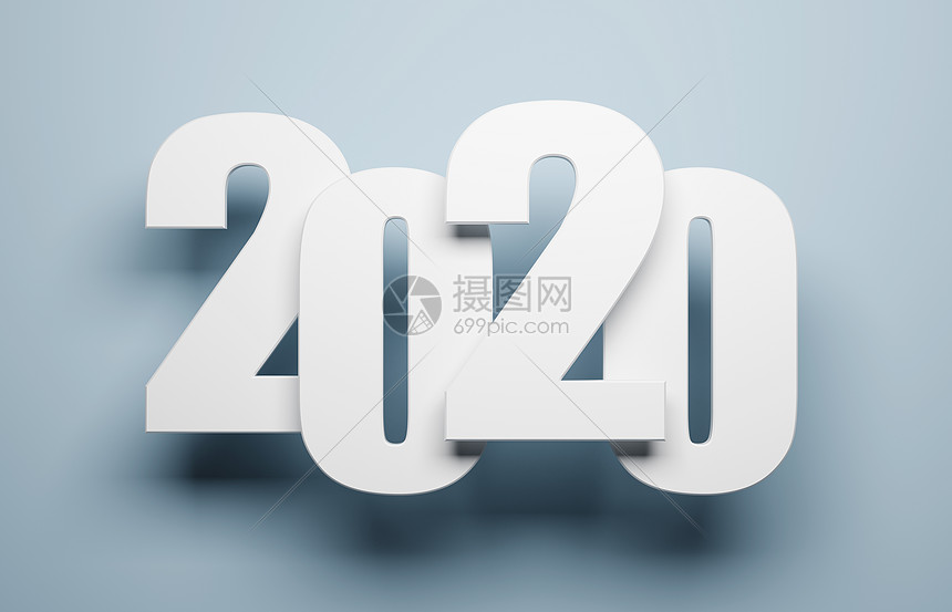 2020年新年快乐创意背景或贺卡三维渲染图片