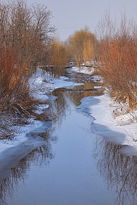 冬季景观与冰冻河流图片