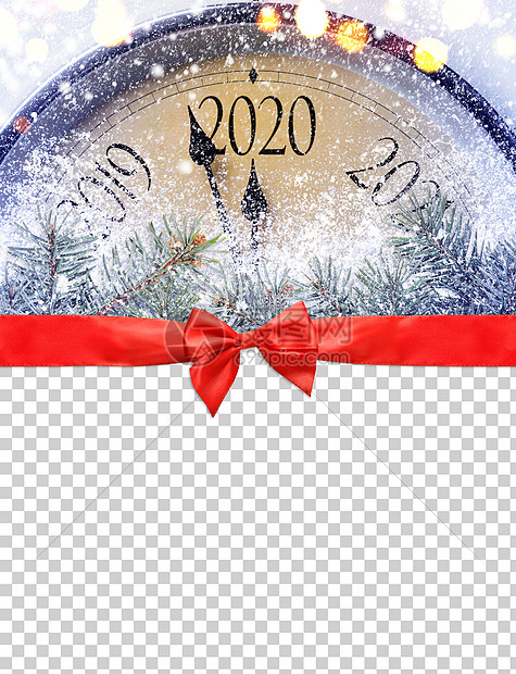 或新年2020前的最后时刻空白透明背景裁剪路径提供上面看倒计时到午夜