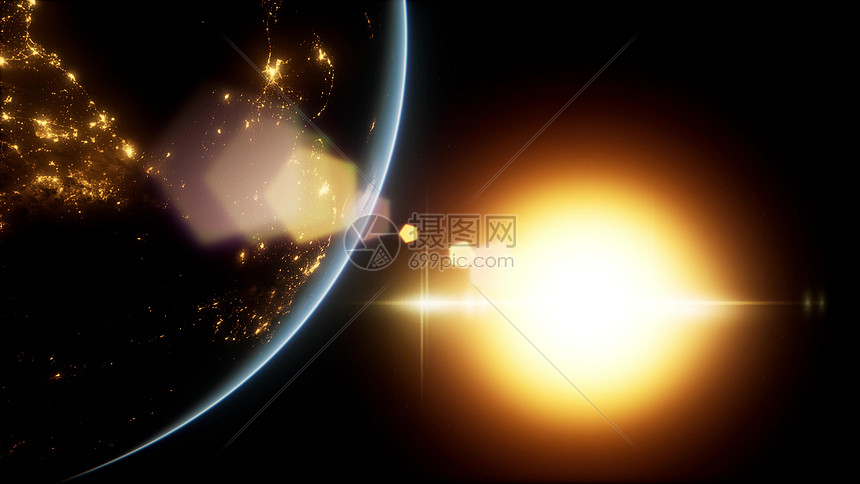 4k地球上惊人的日出太空看地球超高清晰度逼真的3D动画地球上惊人的日出太空看地球图片