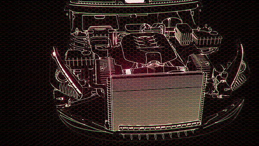 三维线框汽车模型与发动机水獭技术部件的全息动画三维线框汽车模型与发动机的全息动画图片