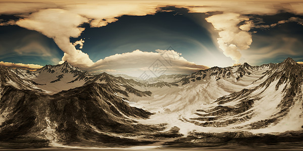 阳光明媚的天,山顶上的晚霞虚拟现实山顶上360缕夕阳图片