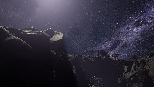 砂岩峡谷墙壁上的4k天体摄影星迹图片
