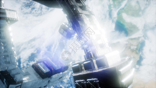 地球宇宙飞船这幅图像的元素由美国宇航局提供站地球三维动画图片