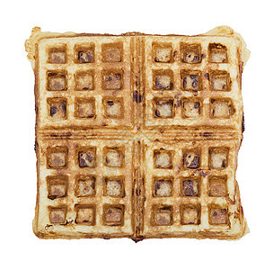 自制方形比利时华夫饼隔离白色背景上图片