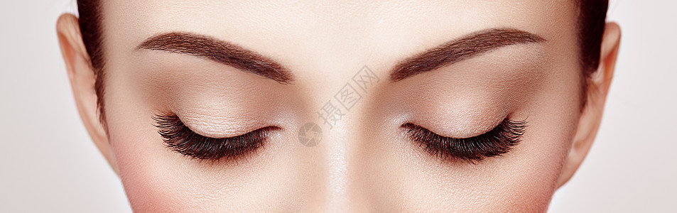 女眼睛有极长的假睫毛睫毛扩展化妆,化妆品,美容,图片