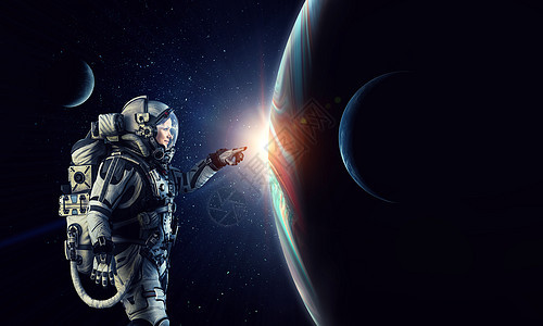 太空中的宇航员接触行星这幅图像的元素由美国宇航局提供探索外层图片