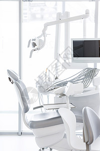 牙科诊所的牙科椅设备背景图片