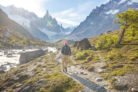 徒步山阿根廷巴塔哥尼亚山脉徒步旅行背景