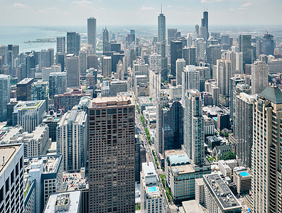 芝加哥城市天际线鸟瞰,伊利诺伊州,美国图片