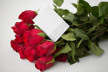 爱情,鲜花,情人节假期的红玫瑰信便条红色玫瑰信件便条图片