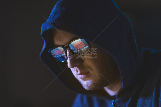 网络犯罪,黑客人的接近黑客与访问被拒绝的信息反映眼镜黑客访问拒绝反映眼镜图片