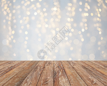 假日空木桌子与诞节金色灯光背景空木桌子诞金光背景图片