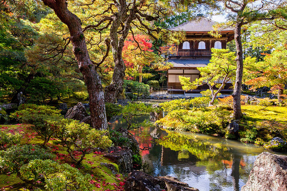 金卡库吉银亭寺日本京都的秋摩济季节金卡库吉,日本京都的秋摩济季节被正式称为吉绍吉图片