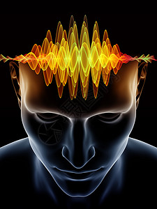 关于脑电波人类思维运作生物学科学的数字插图虚拟思维系列图片