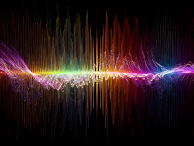 波函数序列由彩色正弦振动光分形元素成的艺术抽象,声音均衡器音乐谱量子概率图片