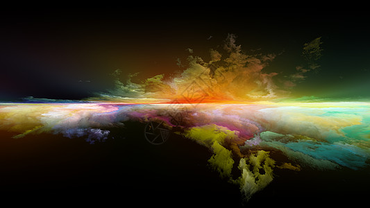 梦幻岛景观透视涂料系列艺术背景由云,颜色,灯光地平线为项目的插图,绘画,创造力想象力图片