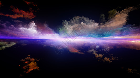 抽象景观透视涂料系列云颜色灯光地平线的成,用于插图绘画创造力想象力图片