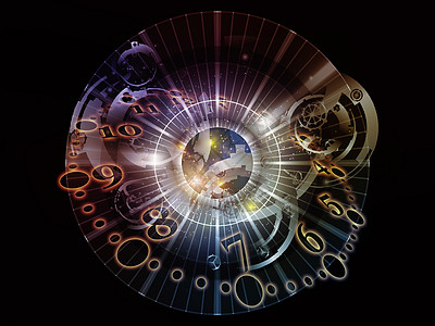时空时间序列的孔科学教育现代技术学科的时钟刻度盘抽象元素的成图片