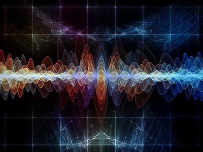 波函数序列背景由彩色正弦振动光分形元素成,用于声音均衡器音乐谱量子概率等项目背景图片