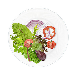 健康素食餐盘分离白色背景上健康食品盘图片
