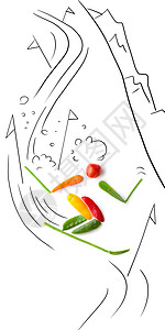 水果蔬菜的形状,个回旋滑雪者滑雪杆图片