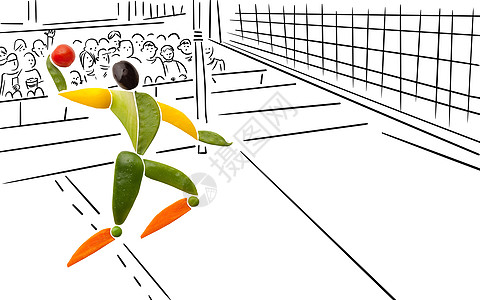 水果蔬菜的形状,排球运动员个跳跃发球网上图片