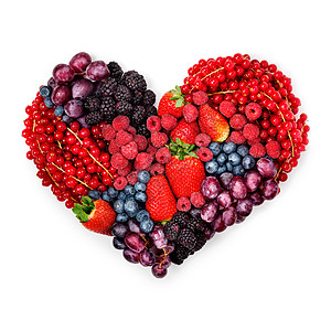 一颗葡萄各种各样的夏天浆果的形状,情人节爱的象征背景