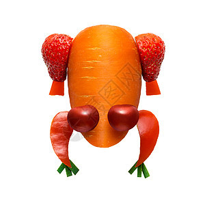 蔬菜青蛙白色背景下由水果蔬菜制成的青蛙的创意照片图片