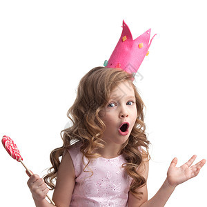 小糖果公主美丽的小糖果公主女孩皇冠上着大粉红色的心棒棒糖图片