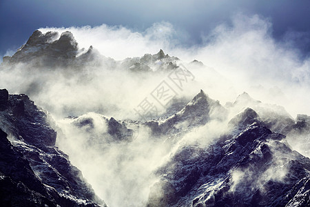 风景优美的山景,坎陈琼加地区,喜马拉雅山,尼泊尔图片