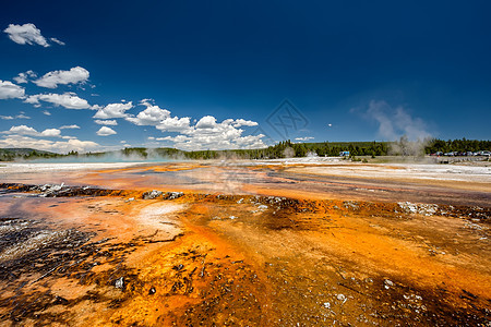 美国怀俄明州黑沙盆地黄石公园温泉彩虹池图片