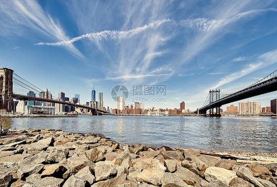 曼哈顿天际线景观布鲁克林曼哈顿天际线景观布鲁克林的布鲁克林大桥曼哈顿大桥纽约市图片