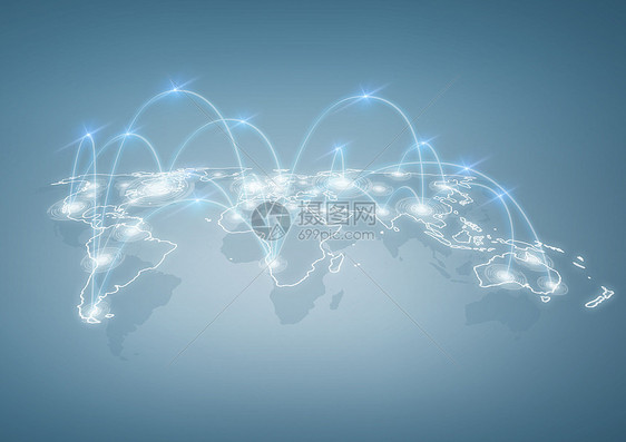 国际商业技术社交网络用城市的数字连接来说明世界图片