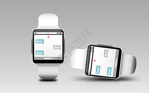 现代技术,线通信,象,响应媒体智能手表与信应用屏幕上的灰色背景智能手表与信应用屏幕上图片