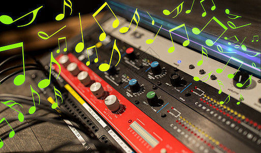 音乐,技术,电子设备的混合控制台录音室超过音符音乐混合控制台图片