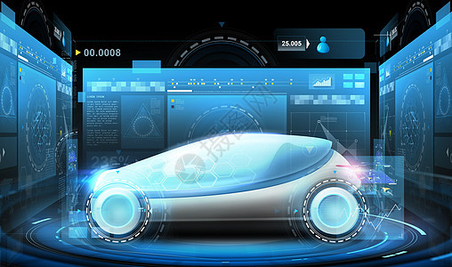 运输未来技术未来主义车虚拟屏幕投影黑色背景未来主义车虚拟屏幕未来主义车虚拟屏幕图片
