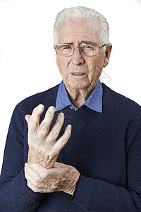 患关节炎的老人的肖像图片