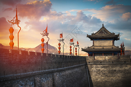 西安城墙中国建筑的最大纪念碑西安城墙高清图片