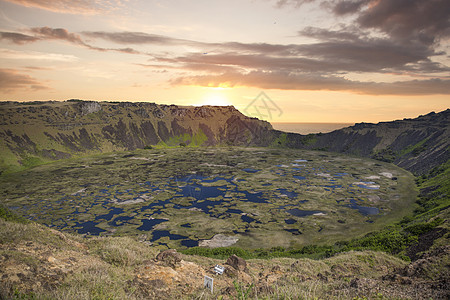 拉诺考火山,复活节岛智利日落拉诺考火山,复活节岛图片