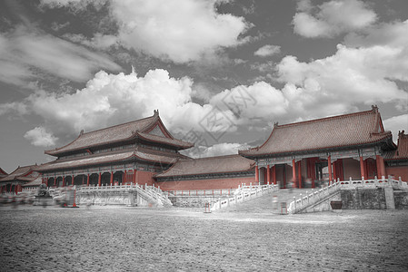 紫禁城北京,中国黑白照片图片