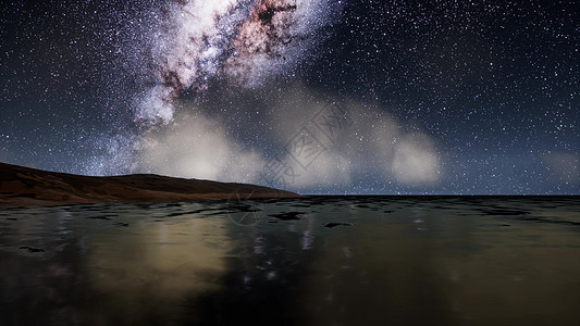 牛奶路星星湖上的夜晚图片