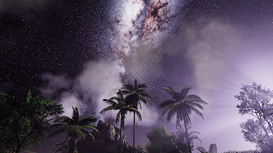 热带雨林上空的银河系的4k天体这幅图像的元素由美国宇航局提供热带雨林上空的银河系的4k天体图片