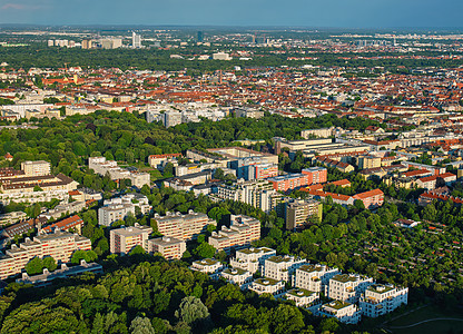 建筑俯瞰图奥林匹克塔奥林匹克塔俯瞰慕尼黑慕尼黑,巴伐利亚,德国慕尼黑的鸟瞰慕尼黑,德国背景