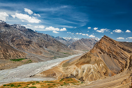 喜马拉雅山脉的斯皮蒂山谷斯皮蒂河拉登景观印度希马查尔邦的斯皮蒂山谷喜马拉雅山斯皮蒂山谷的景色图片