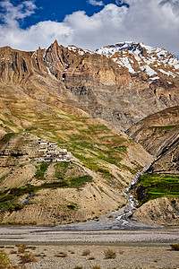 印度希马哈尔邦平谷的尾矿村喜马拉雅山的村庄图片