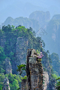 中国著名的旅游景点张家界石柱崖山日落湖南武陵源张家界山脉,中国图片