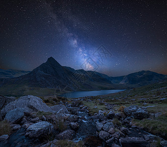 惊人的充满活力的银河复合图像,美丽的景观图像附近的洛林欧文斯诺登尼亚与特里凡背景图片